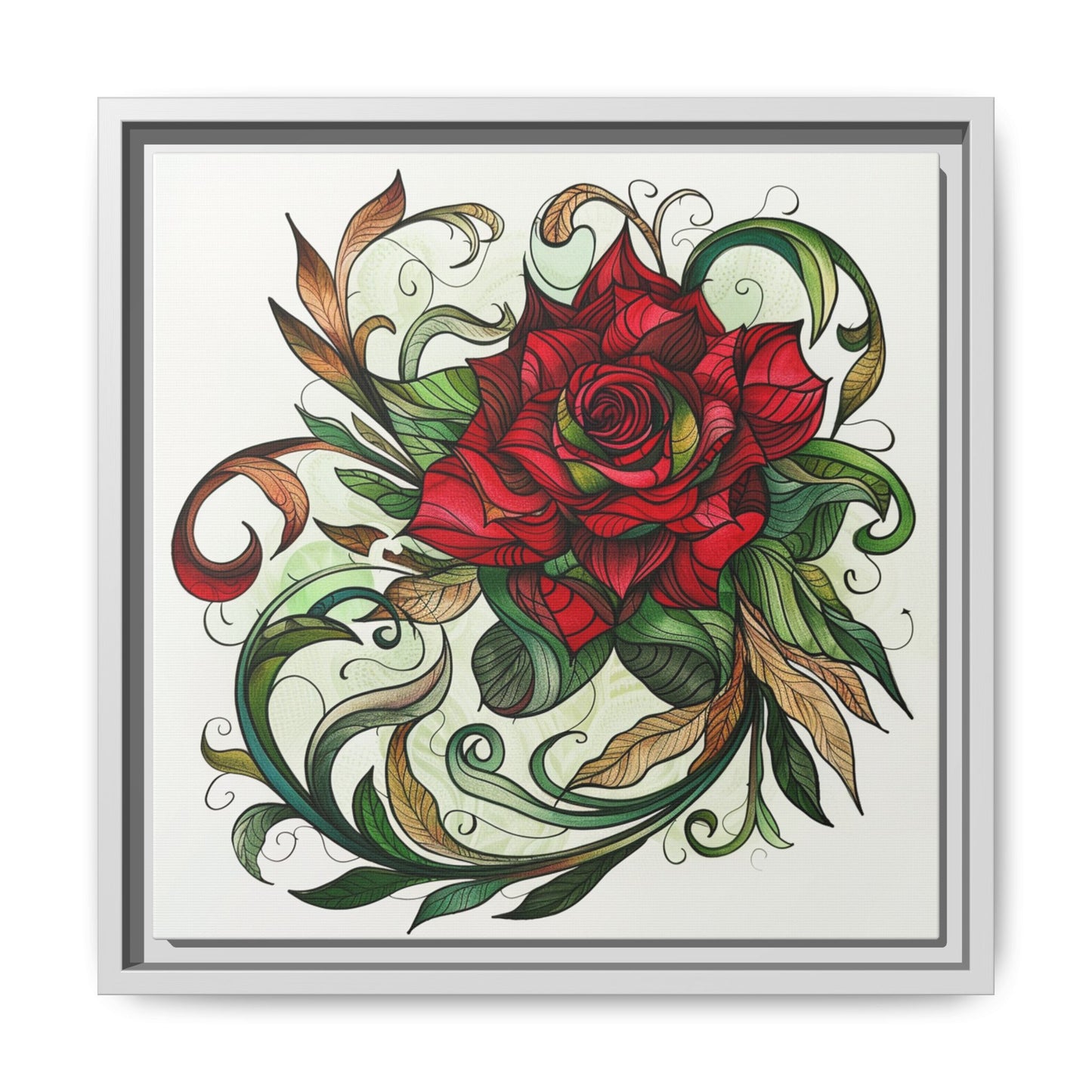 Flower Art, Matte Canvas, Framed (Multi-color)