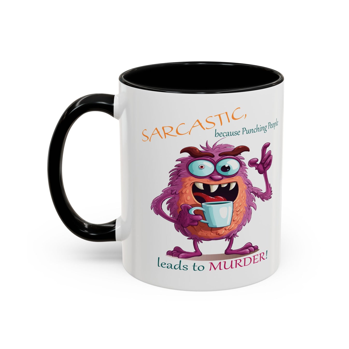 Purple monster, drinks, funny mug designs, Accent Coffee Mug (11, 15oz)