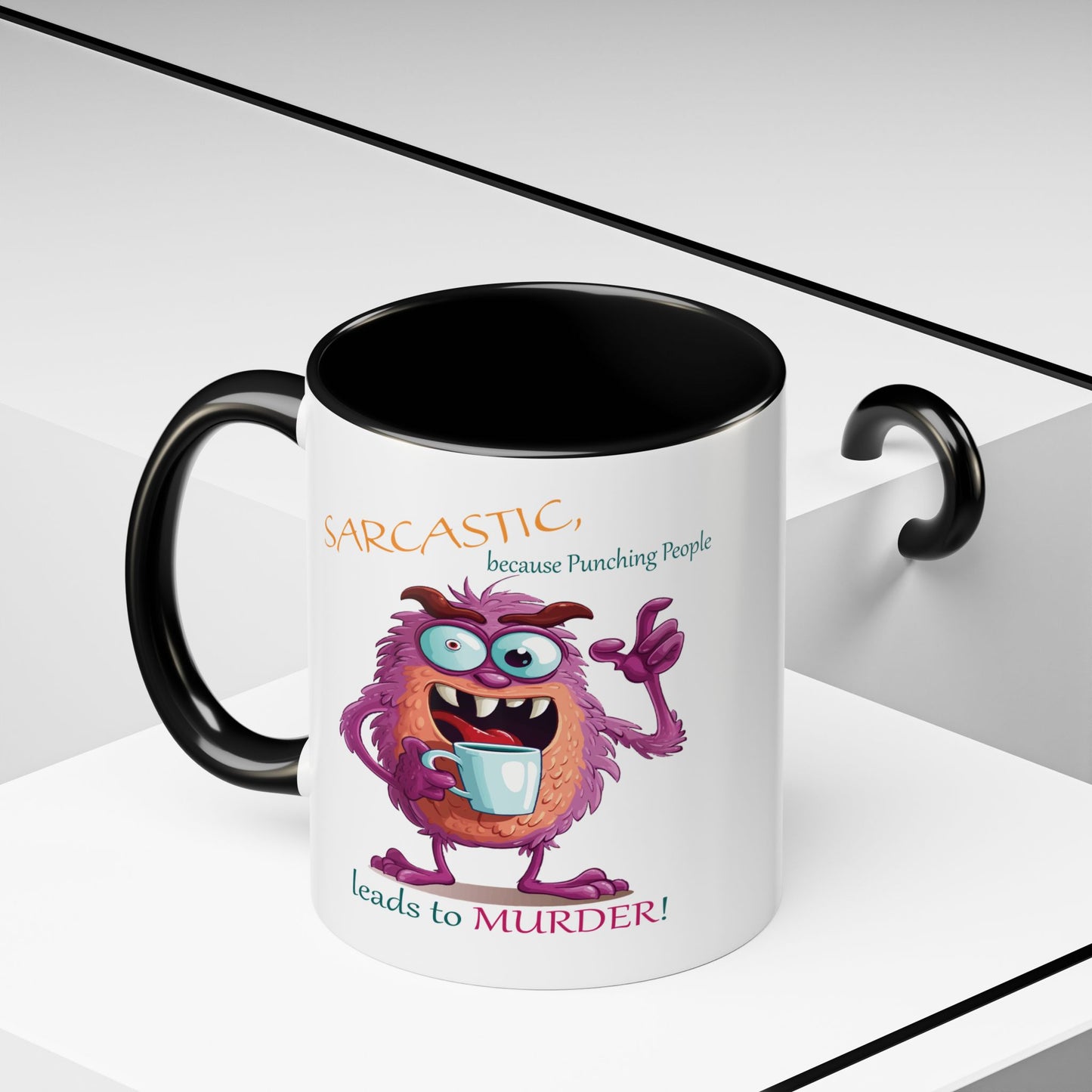 Purple monster, drinks, funny mug designs, Accent Coffee Mug (11, 15oz)