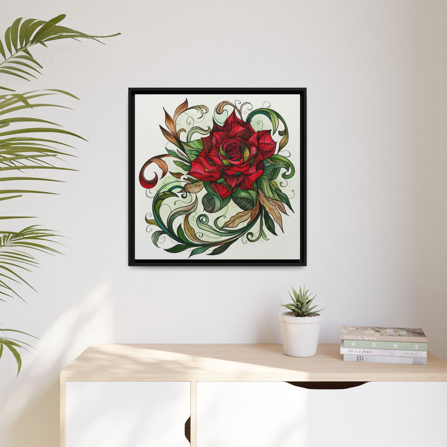 Flower Art, Matte Canvas, Framed (Multi-color)