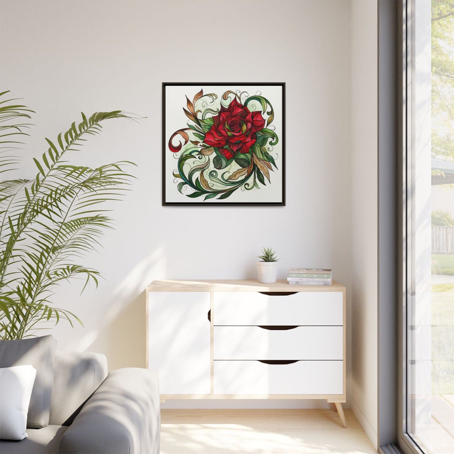 Flower Art, Matte Canvas, Framed (Multi-color)