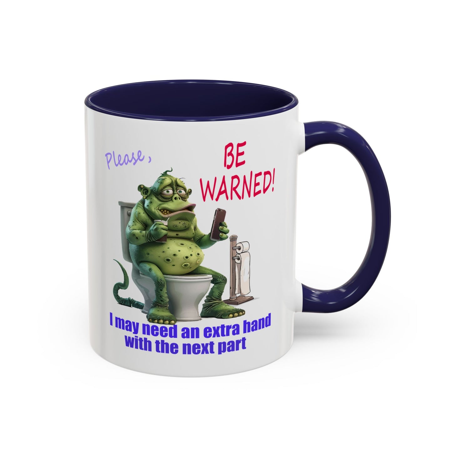 Toilet guy needs a hand, Original Design, Funny Mugs, Accent Coffee Mug (11, 15oz)