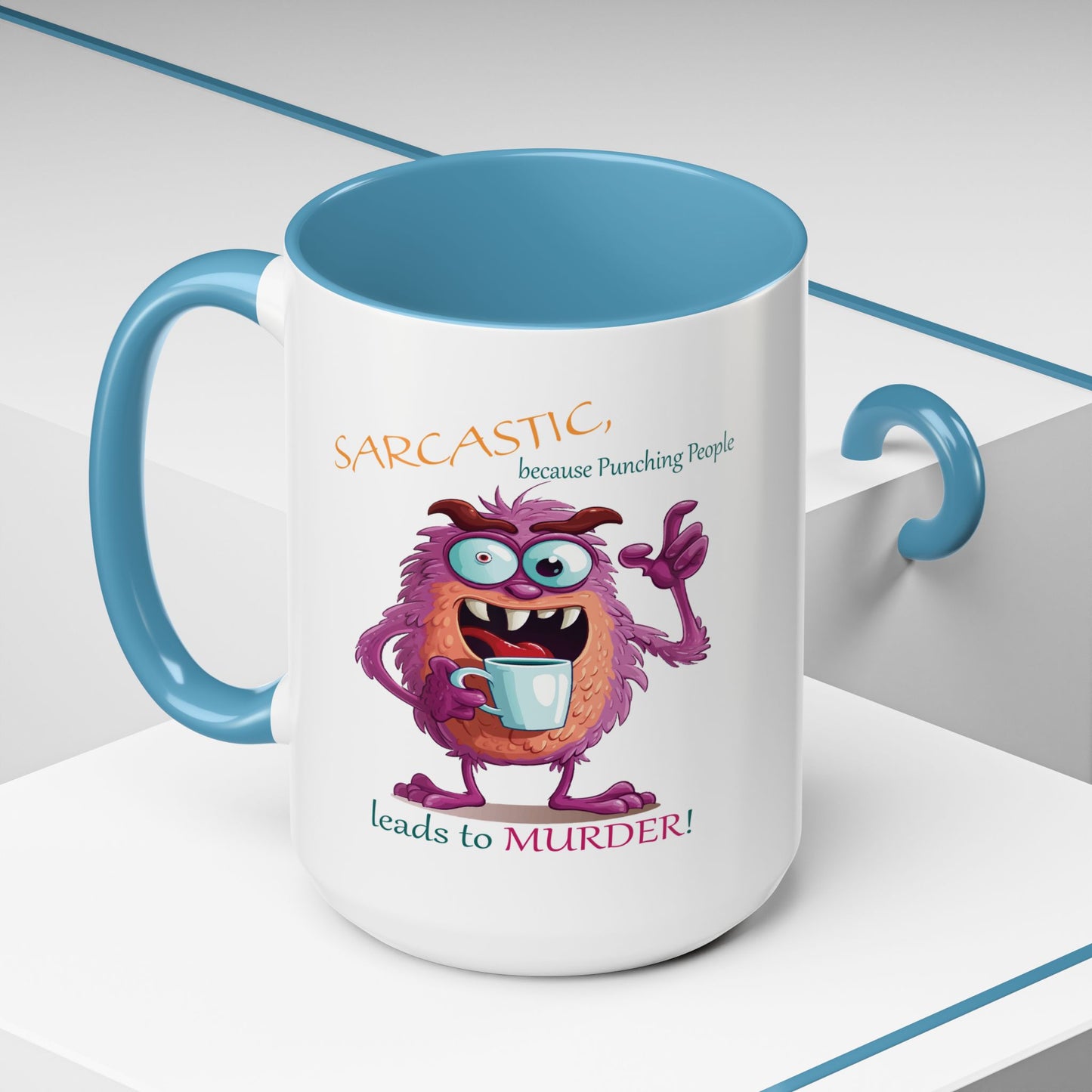 Purple monster, drinks, funny mug designs, Accent Coffee Mug (11, 15oz)